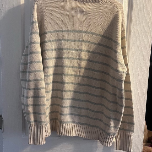 PacSun Cream and Gray Striped Crew Neck Sweater - Picture 2 of 4